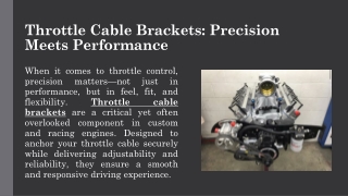 Throttle Cable Brackets Precision Meets Performance