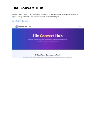 FileConvertHub Convert Files instantly in your browser - No downloads or Software Installation required