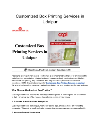 Customized Box Printing Services in Udaipur