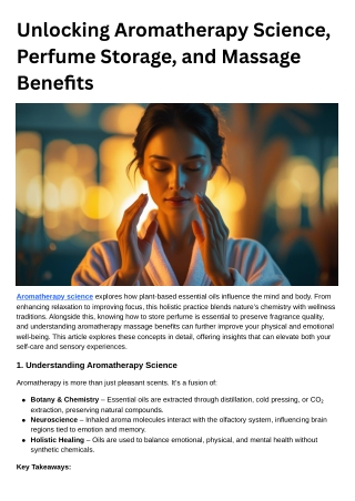 Unlocking Aromatherapy Science, Perfume Storage, and Massage Benefits
