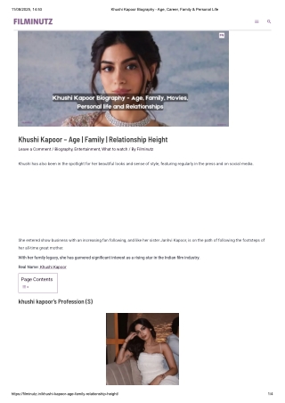 Khushi Kapoor Biography - Age, Career, Family & Personal Life