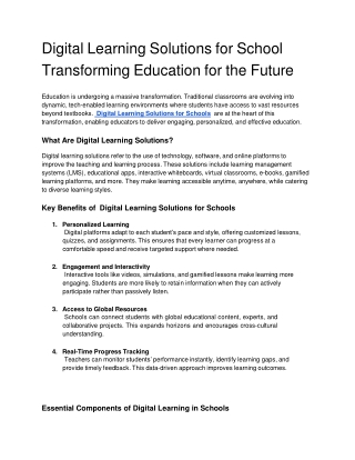 digital learning solution for schools