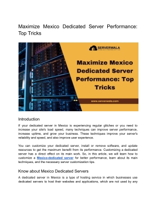 Maximize Mexico Dedicated Server Performance_ Top Tricks