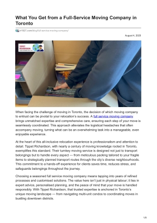 What You Get from a Full-Service Moving Company in Toronto