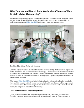 Why Partner with a China Dental Lab for Your Dental Restorations