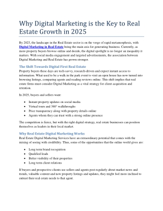 Why Digital Marketing is the Key to Real Estate Growth in 2025
