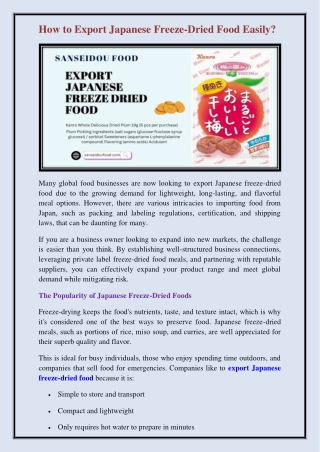 export Japanese freeze-dried food