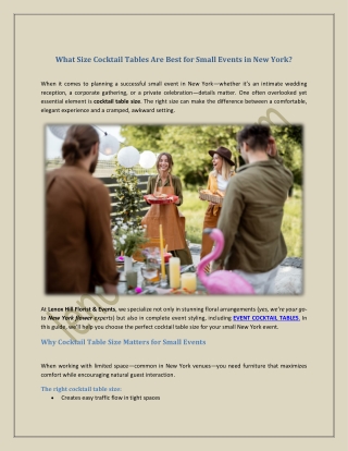 What Size Cocktail Tables Are Best for Small Events in New York