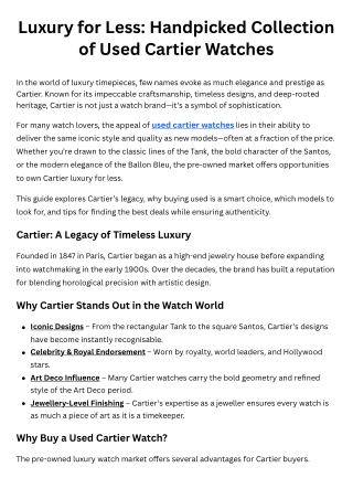 Luxury for Less Handpicked Collection of Used Cartier Watches