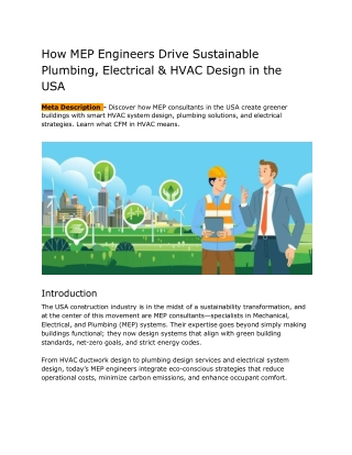 How MEP Engineers Drive Sustainable MEP Design in the USA