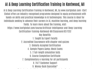 AI & Deep Learning Certification Training in Kentwood, MI