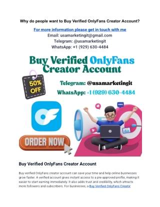 Why do people want to Buy Verified OnlyFans Creator Account_