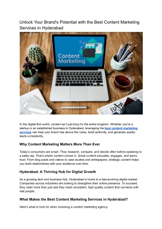 Unlock Your Brand's Potential with the Best Content Marketing Services in Hyderabad