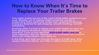 How to Know When It’s Time to Replace Your Trailer Brakes