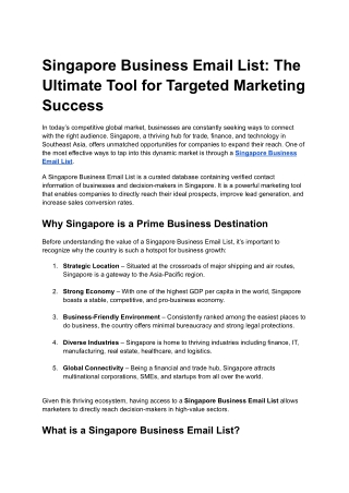Singapore Business Email List: The Ultimate Tool for Targeted Marketing Success