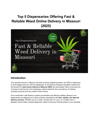 Top Dispensaries for Weed Online Delivery in Missouri – Speed & Quality in 2025