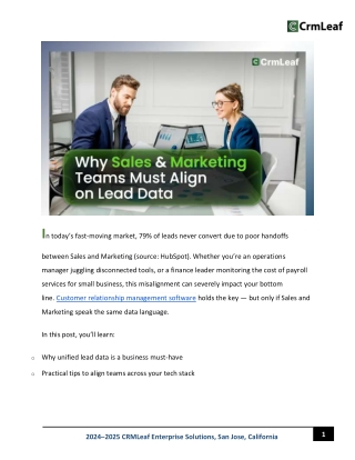 Why Sales & Marketing Teams Must Align on Lead Data