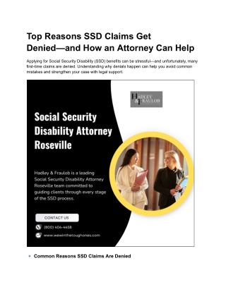 Top Reasons SSD Claims Get Denied—and How an Attorney Can Help