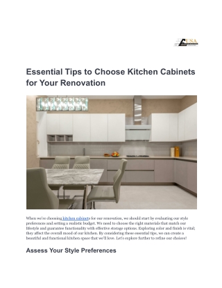 Essential Tips to Choose Kitchen Cabinets for Your Renovation