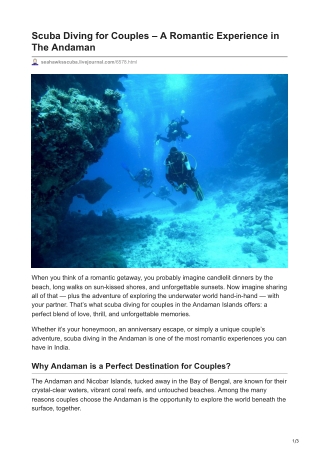 Explore The Best Scuba Diving in the Andaman For Couples