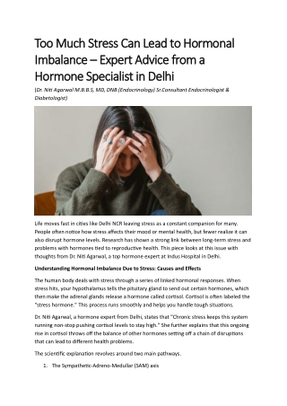 Too Much Stress Can Lead to Hormonal Imbalance