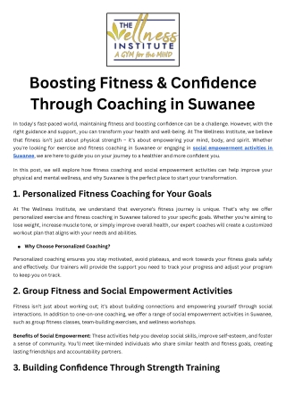 Boosting Fitness & Confidence Through Coaching in Suwanee