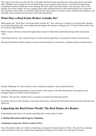 Unpacking the Real Estate World: The Real Duties of a Broker