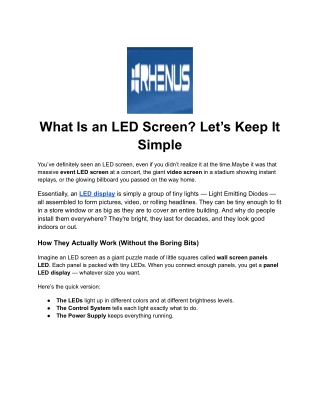 What Is an LED Screen? LED Display & Wall Panels Explained | RuisenTech