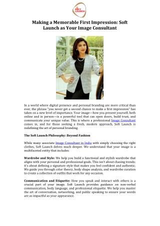 Making a Memorable First Impression Soft Launch as Your Image Consultant