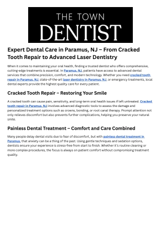 Painless Dental Treatment Paramus
