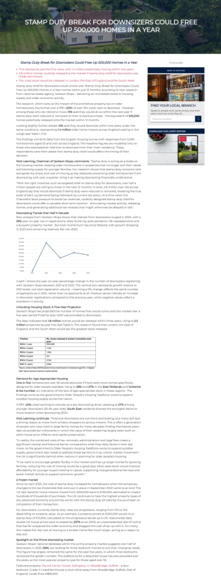 Stamp Duty Break for Downsizers Could Free Up 500,000 Homes in a Year