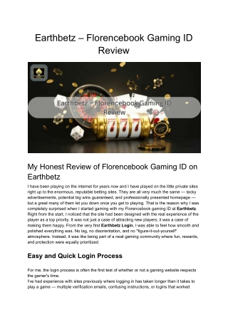 Earthbetz – Florencebook Gaming ID Review