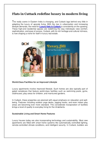 Flats in Cuttack redefine luxury in modern living