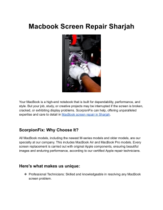Macbook Screen Repair Sharjah