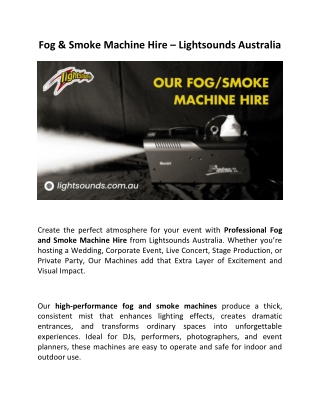 Event Fog Machine Hire Services – Lightsounds Australia