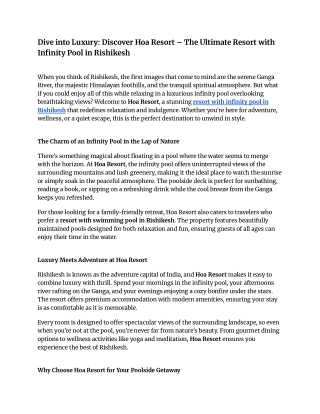 Dive into Luxury_ Discover Hoa Resort – The Ultimate Resort with Infinity Pool in Rishikesh