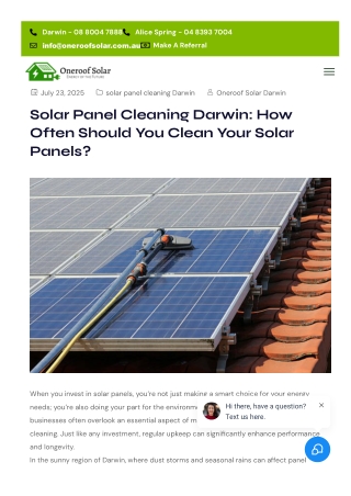 Solar Panel Cleaning Darwin: How Often Should You Clean Your Solar Panels?