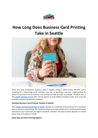 How Long Does Business Card Printing Take in Seattle