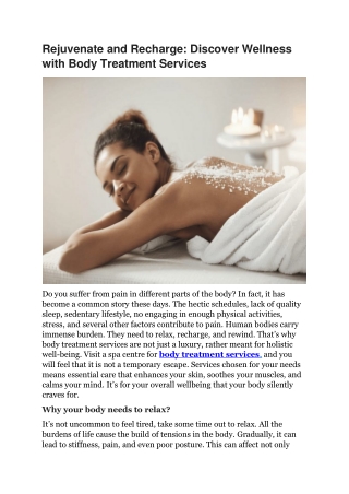 Revitalizing Body Treatment Services - Amora Skin & Beauty