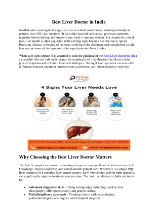 Best Liver Doctor in India