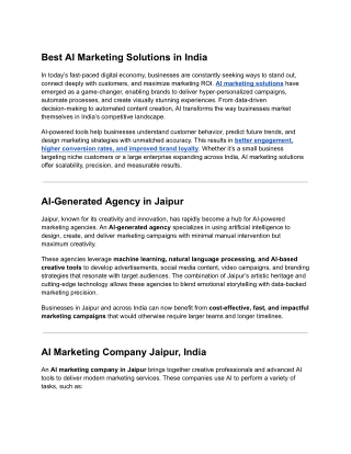 Best AI Marketing Solutions in India