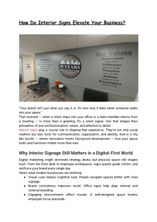 How Do Interior Signs Elevate Your Business?