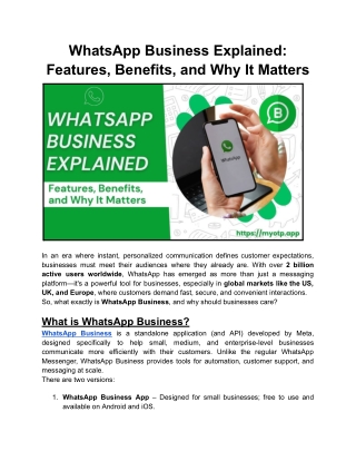 WhatsApp Business Explained: Features, Benefits, and Why It Matters