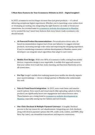 5 Must-Have Features for Your Ecommerce Website in 2025 – Digital Insights!!