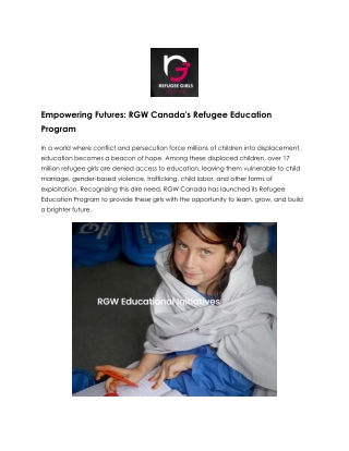 Refugee Education Program: A Path to a Brighter Future