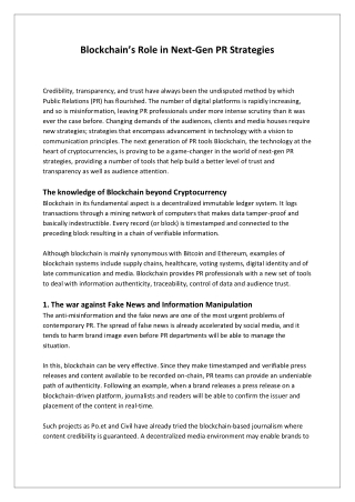 Blockchain’s Role in Next-Gen PR Strategies