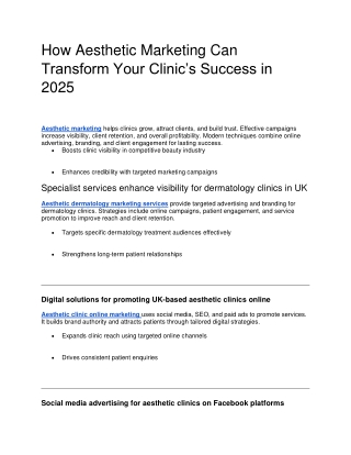 How Aesthetic Marketing Can Transform Your Clinic’s Success in 2025