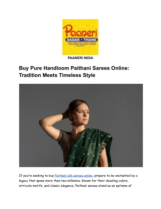 Buy Pure Handloom Paithani Sarees Online_ Tradition Meets Timeless Style