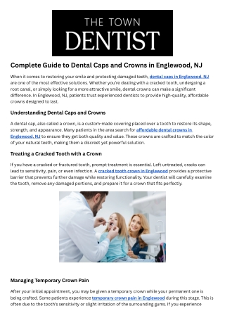 Temporary Crown Pain Englewood