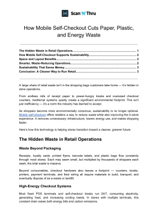 How Mobile Self-Checkout Cuts Paper, Plastic, and Energy Waste